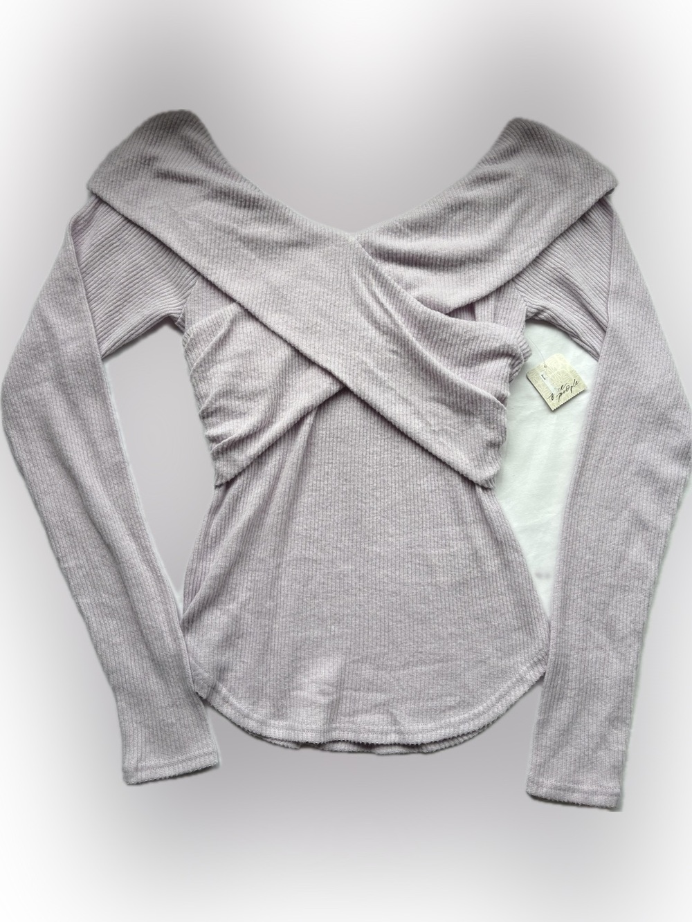 NWT Free People Marley Lavender Off-The-Shoulder Ribbed Top - Size Medium